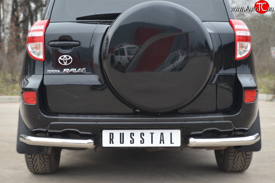 12 499 р. Защита заднего бампера (Ø63 мм, нержавейка) Russtal  Toyota RAV4  XA30 (2010-2013)  с доставкой в г. Калуга