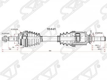 12 499 р. Привод передний правый SAT  Toyota RAV4  CA20 (2000-2003) 3 дв. дорестайлинг, 5 дв. дорестайлинг  с доставкой в г. Калуга. Увеличить фотографию 1