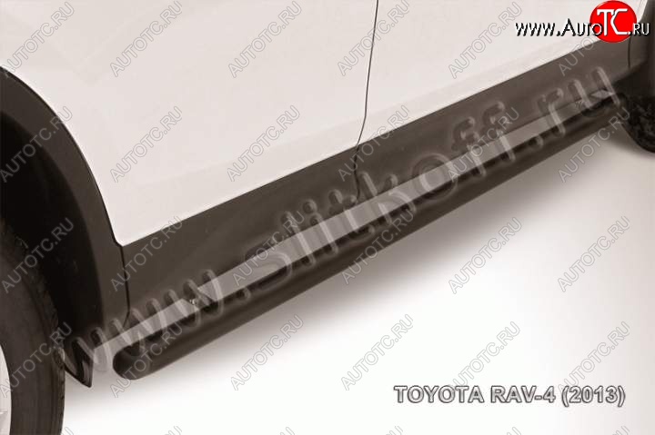 6 999 р. Защита порогов Slitkoff  Toyota RAV4  XA40 (2012-2015) (Цвет: серебристый)  с доставкой в г. Калуга