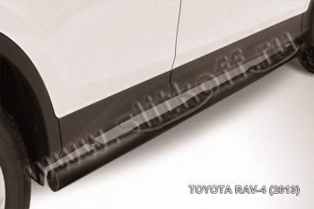 8 849 р. Защита порогов Slitkoff  Toyota RAV4  XA40 (2012-2015) (Цвет: серебристый)  с доставкой в г. Калуга. Увеличить фотографию 1