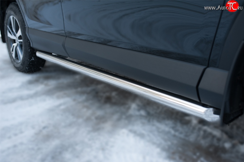 15 299 р. Защита порогов из круглой трубы диаметром 63 мм (рестайлинг) Russtal  Toyota RAV4  XA40 (2012-2015) (Защита порогов с со скосами на торцах (вариант 1))  с доставкой в г. Калуга