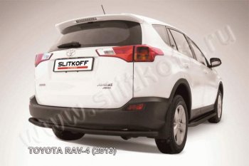 6 449 р. Защита задняя Slitkoff  Toyota RAV4  XA40 (2012-2015) (Цвет: серебристый)  с доставкой в г. Калуга. Увеличить фотографию 1