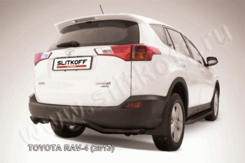 7 899 р. Защита задняя Slitkoff  Toyota RAV4  XA40 (2012-2015) (Цвет: серебристый)  с доставкой в г. Калуга. Увеличить фотографию 1