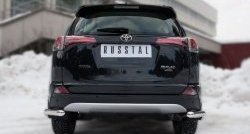 Защита заднего бампера (Ø63 мм уголки, нержавейка) Russtal Toyota RAV4 XA40 5 дв. рестайлинг (2015-2019)