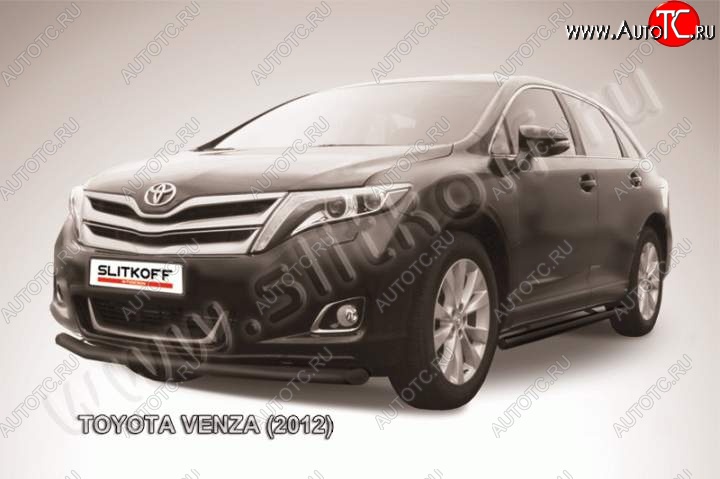 7 199 р. Защита переднего бампер Slitkoff  Toyota Venza  GV10 (2012-2016) (Цвет: серебристый)  с доставкой в г. Калуга