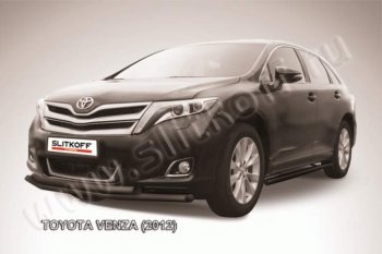8 699 р. Защита переднего бампер Slitkoff  Toyota Venza  GV10 (2012-2016) (Цвет: серебристый)  с доставкой в г. Калуга. Увеличить фотографию 1