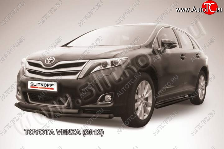 8 699 р. Защита переднего бампер Slitkoff  Toyota Venza  GV10 (2012-2016) (Цвет: серебристый)  с доставкой в г. Калуга