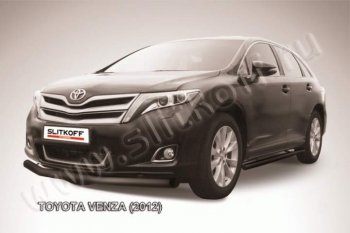7 999 р. Защита переднего бампер Slitkoff  Toyota Venza  GV10 (2012-2016) (Цвет: серебристый)  с доставкой в г. Калуга. Увеличить фотографию 1