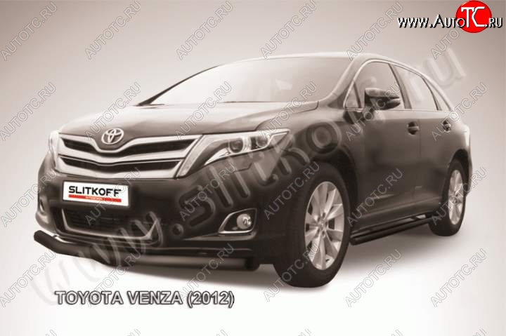 7 999 р. Защита переднего бампер Slitkoff  Toyota Venza  GV10 (2012-2016) (Цвет: серебристый)  с доставкой в г. Калуга