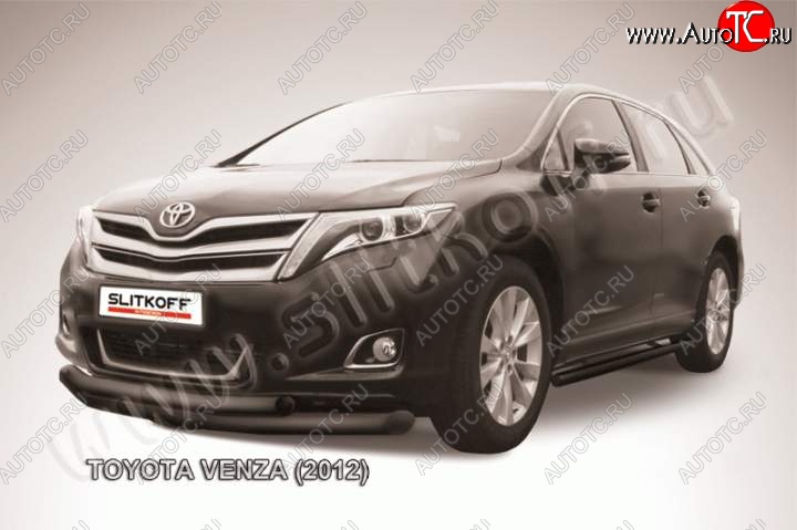 9 749 р. Защита переднего бампер Slitkoff  Toyota Venza  GV10 (2012-2016) (Цвет: серебристый)  с доставкой в г. Калуга