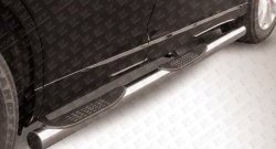 Защита порогов из трубы d76 мм с пластиковыми вставками для ног Slitkoff Toyota Venza GV10 рестайлинг (2012-2016)