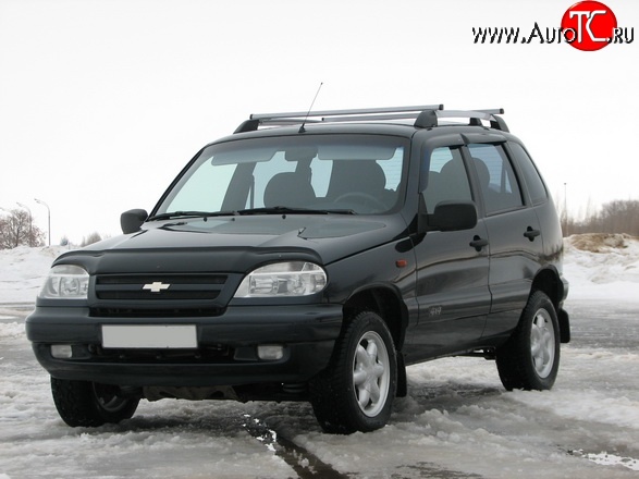 5 299 р. Рейлинги АПС L  Chevrolet Niva  2123 (2002-2008), Лада 2123 (Нива Шевроле) (2002-2008) (Башмак черный, рейлинг серый)  с доставкой в г. Калуга