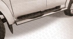 Защита порогов из трубы d76 мм с пластиковыми вставками для ног Slitkoff Уаз Патриот 23632 1 рестайлинг пикап (2014-2016)
