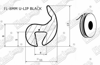 187 р. Универсальный уплотнитель FlexLine (жесткий профиль 8 mm U-LIP, 1 погонный метр) Fiat Ducato 290 (2014-2024)  с доставкой в г. Калуга. Увеличить фотографию 2