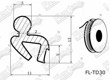 187 р. Универсальный уплотнитель (подложка) FlexLine (13 mm, 1 погонный метр) Ford Fiesta 6 хэтчбэк 5 дв. рестайлинг (2012-2019)  с доставкой в г. Калуга. Увеличить фотографию 2