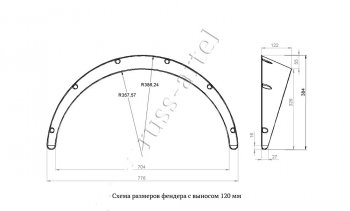 Универсальные накладки на колёсные арки RA (вылет 120 мм, комплект 4 шт.) KIA Spectra (2000-2009)