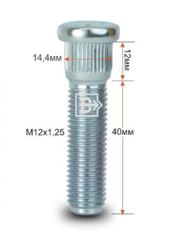 Забивная шпилька 40.0 мм ступицы колеса Вектор M12x1.25 x 40.0 Fiat Fiorino 225 рестайлинг (2016-2024) 