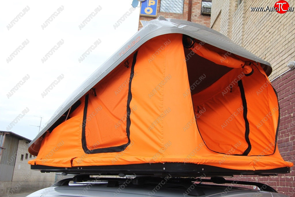 96 999 р. Багажный бокс-палатка Yuago Travel 2.0 (лето, 1000 л/230x160x35 см) на крышу   (Серый бокс, тент оранжевый)  с доставкой в г. Калуга