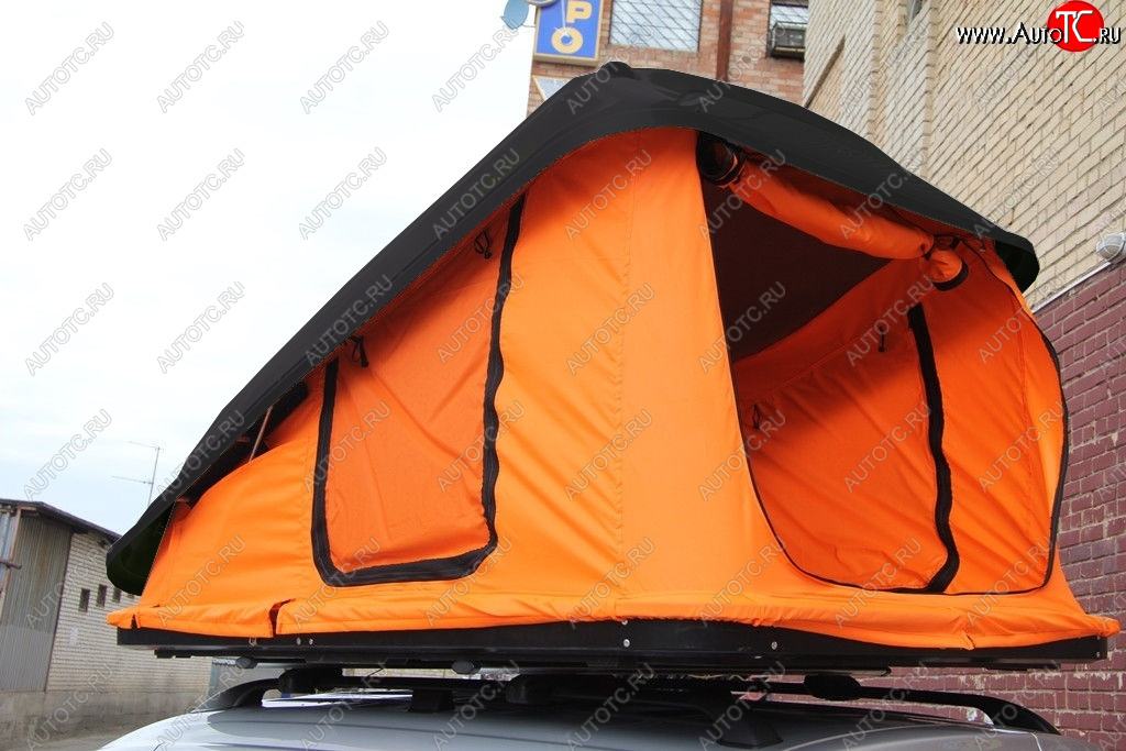 96 999 р. Багажный бокс-палатка Yuago Travel 2.0 (лето, 1000 л/230x160x35 см) на крышу   (Черный бокс, тент оранжевый)  с доставкой в г. Калуга