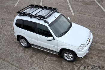 11 449 р. Универсальный багажник-корзина двухсекционный Petroil Tuning (1630х1110 мм, на поперечины) Chevrolet Niva 2123 дорестайлинг (2002-2008)  с доставкой в г. Калуга. Увеличить фотографию 2
