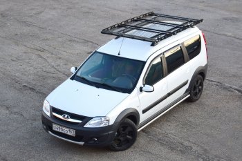 Универсальный багажник-корзина трехсекционный широкий (2100х1300 мм, под поперечины) Petroil Tuning Toyota RAV4 XA50 5 дв. дорестайлинг (2018-2024)