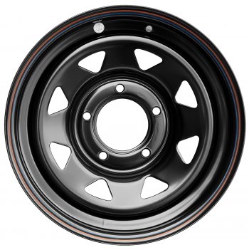 4 399 р. Штампованый диск OFF-ROAD Wheels (усиленный, треугольник мелкий) 7.0x16 Suzuki Jimny JB23/JB43 1-ый рестайлинг (2002-2012) 5x139.7xDIA105.0xET25.0 (Цвет: черный). Увеличить фотографию 2