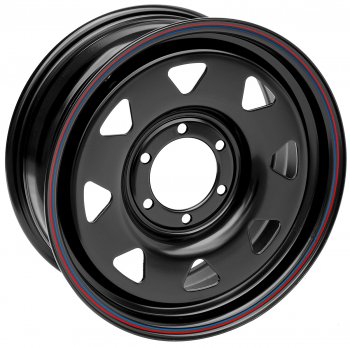 5 799 р. Штампованый диск OFF-ROAD Wheels (стальной усиленный, треугольник мелкий - черный). 7.0 x 17 Toyota Granvia xH10 дорестайлинг (1995-1997) 6x139.7xDIA110.0xET30.0 . Увеличить фотографию 1
