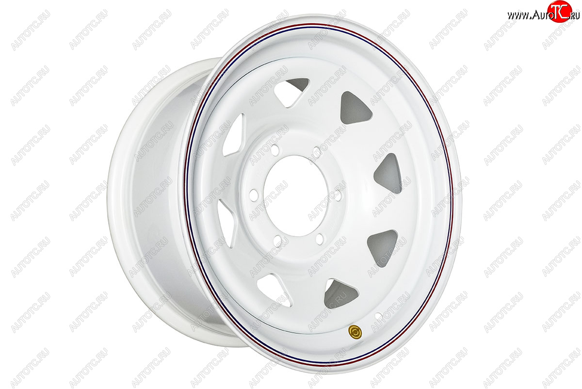 5 299 р. Штампованый диск OFF-ROAD Wheels (стальной усиленный, треугольник - белый). 8.0 x 16 Nissan Safari Y61 5 дв. дорестайлинг (1997-1999) 6x139.7xDIA110.0xET10.0 