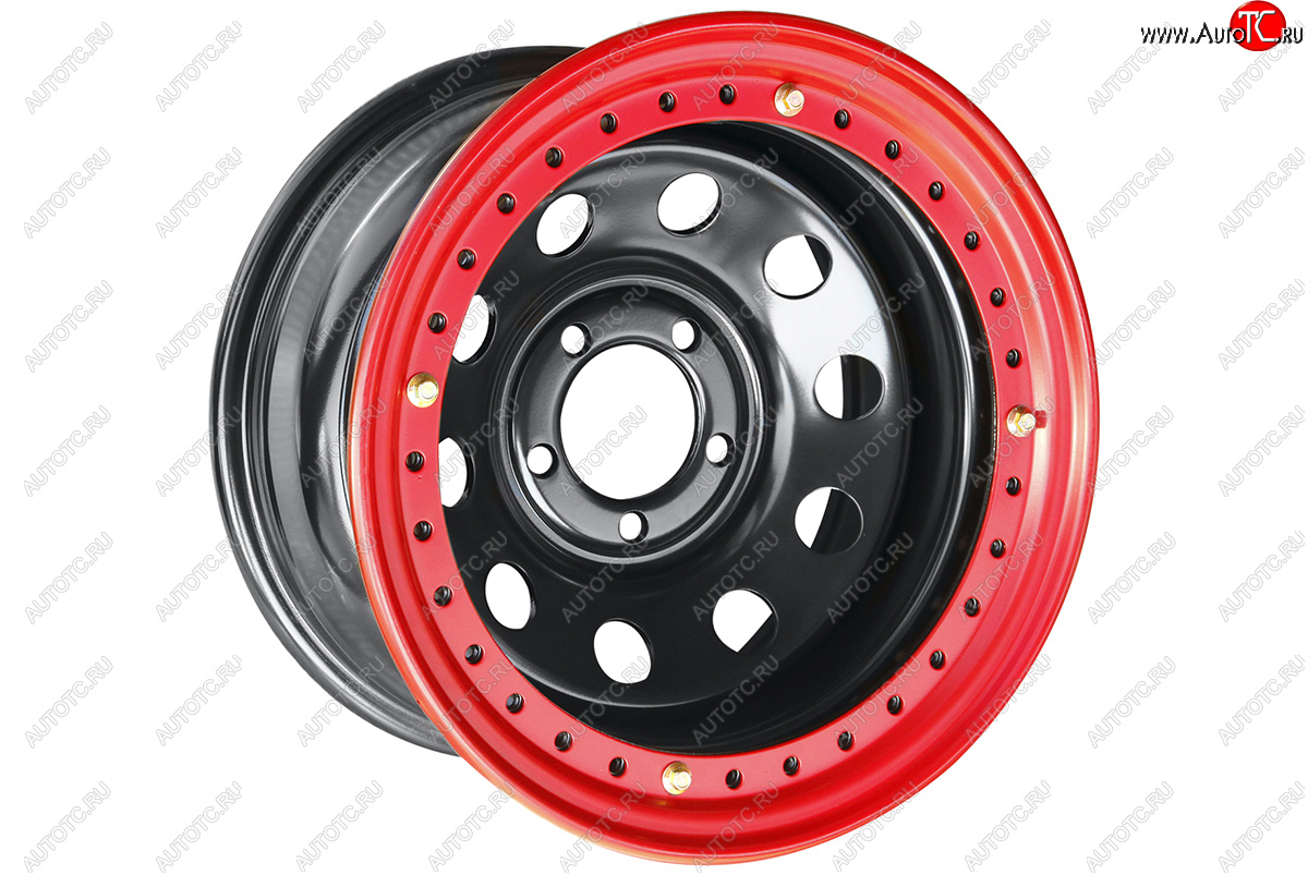 11 799 р. Штампованый диск OFF-ROAD Wheels (усиленный, с бедлоком) 8.0x15   (Цвет: черный-красный)  с доставкой в г. Калуга