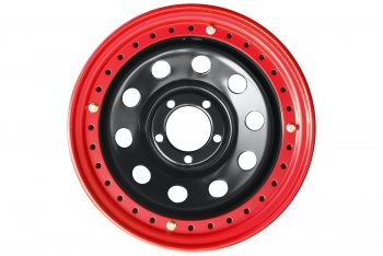 11 799 р. Штампованый диск OFF-ROAD Wheels (усиленный, с бедлоком) 8.0x15   (Цвет: черный-красный)  с доставкой в г. Калуга. Увеличить фотографию 2