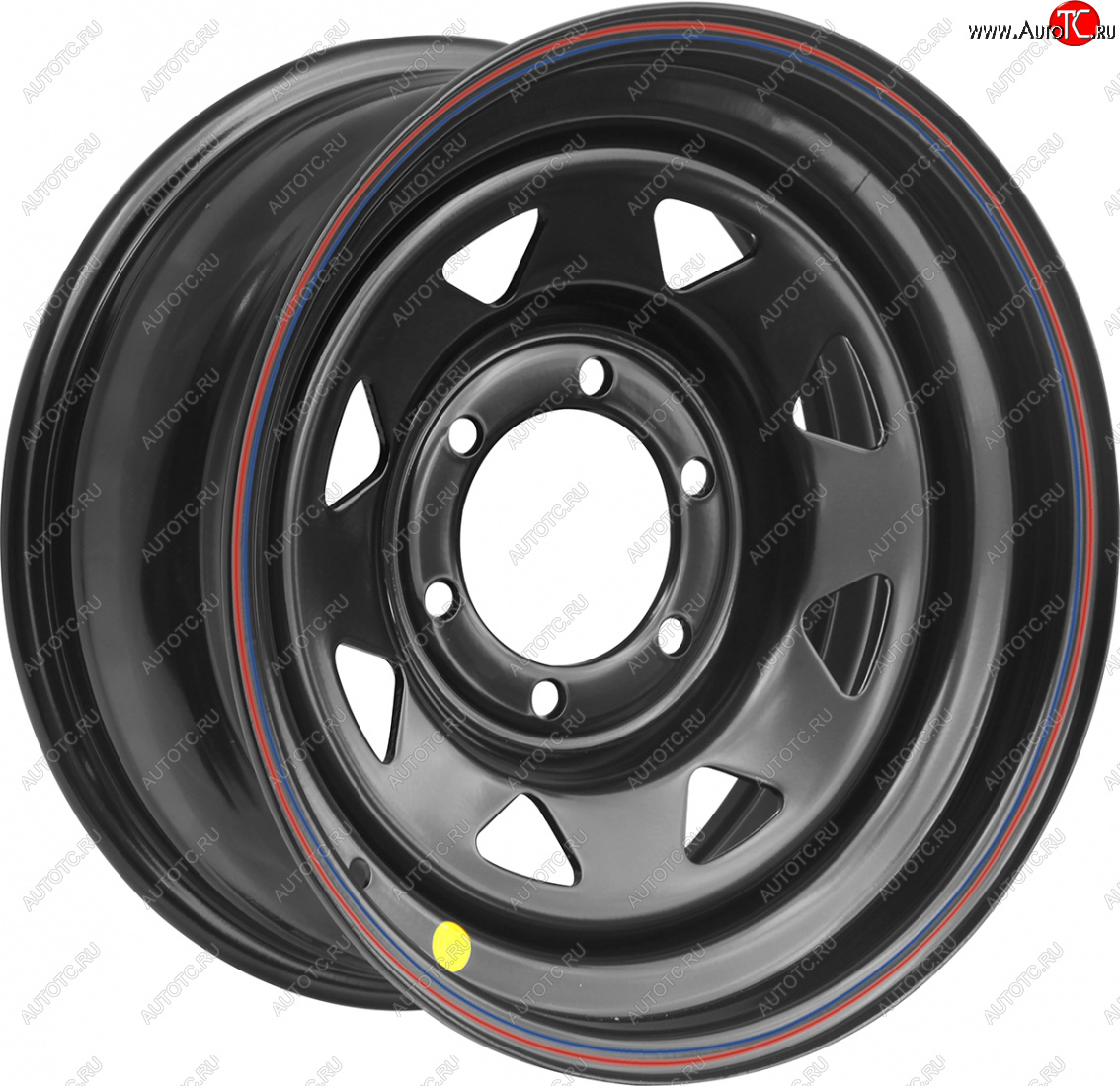 5 999 р. Штампованый диск OFF-ROAD Wheels (стальной усиленный, треугольник мелкий - черный). 8.0 x 17 Hyundai Galloper 5 дв. (1998-2003) 6x139.7xDIA110.0xET0.0 