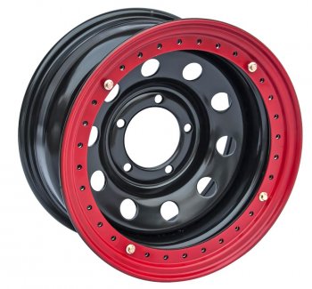 Штампованый диск OFF-ROAD Wheels (стальной усиленный с бедлоком, круг - черный/красный). 10.0 x 15 