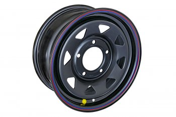 4 099 р. Штампованый диск OFF-ROAD Wheels (усиленный, треугольник мелкий) 6.5x15 Suzuki Grand Vitara FTB03 3 двери (1997-2005) 5x139.7xDIA98.5xET30.0 (Цвет: черный). Увеличить фотографию 1