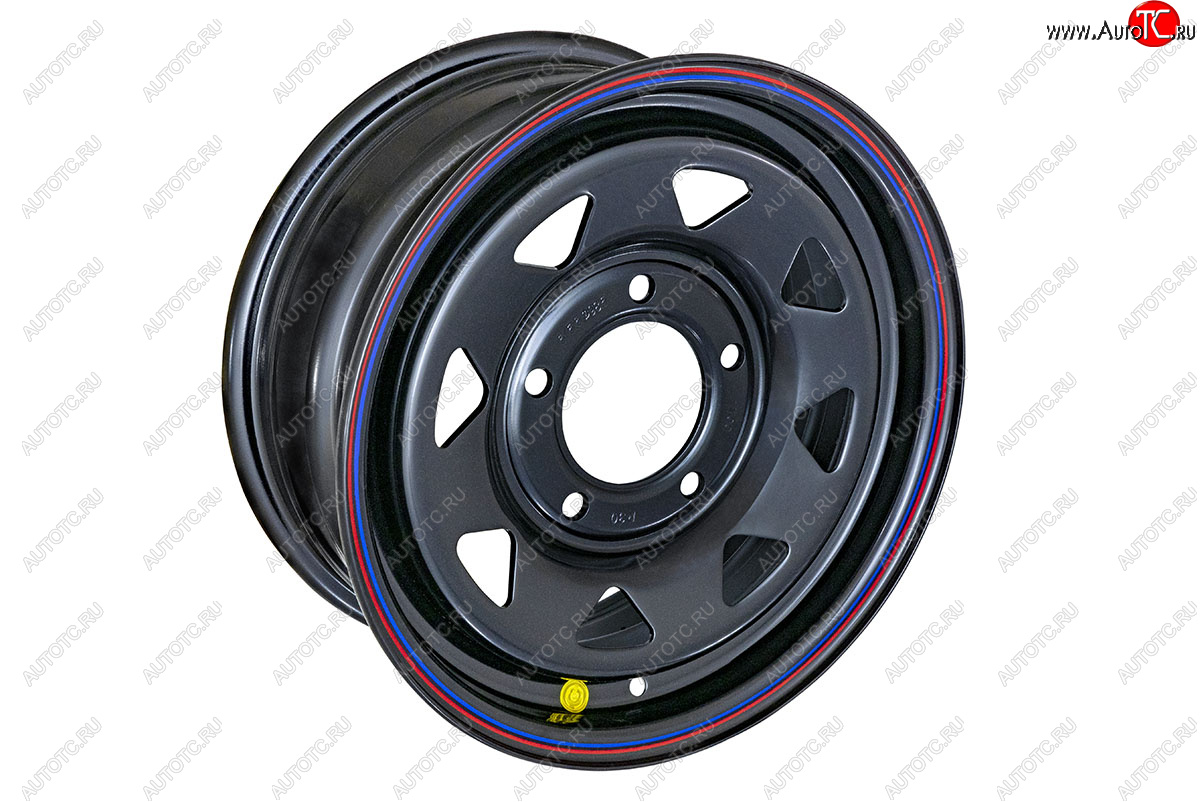 4 099 р. Штампованый диск OFF-ROAD Wheels (усиленный, треугольник мелкий) 6.5x15 Suzuki Grand Vitara FTB03 3 двери (1997-2005) 5x139.7xDIA98.5xET30.0 (Цвет: черный)