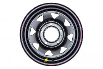 4 099 р. Штампованый диск OFF-ROAD Wheels (усиленный, треугольник мелкий) 6.5x15 Suzuki Grand Vitara FTB03 3 двери (1997-2005) 5x139.7xDIA98.5xET30.0 (Цвет: черный). Увеличить фотографию 2