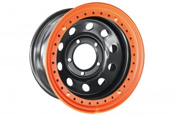 Штампованый диск OFF-ROAD Wheels (стальной усиленный с бедлоком, круг - черный с оранжевым). 8.0 x 16 