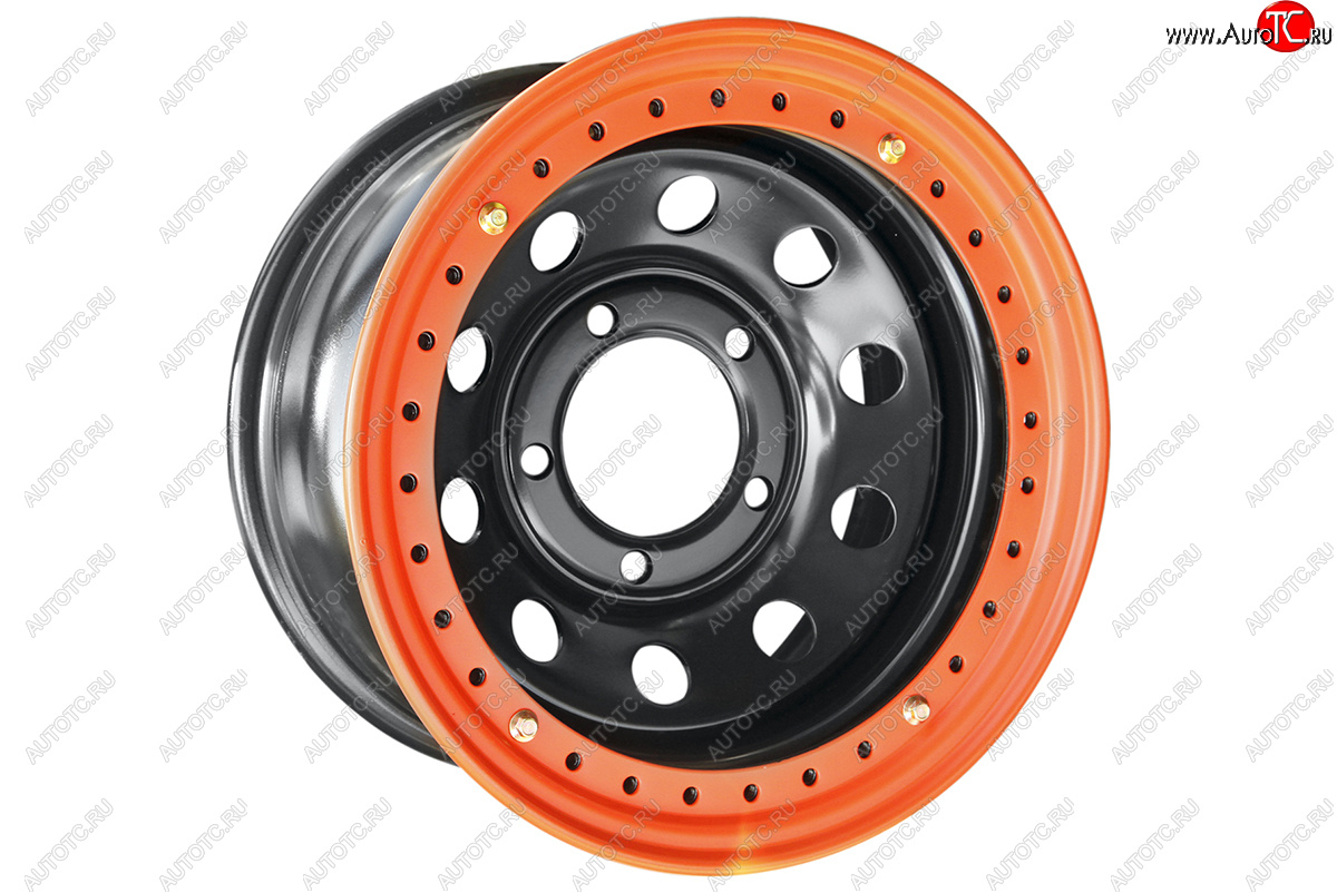 10 999 р. Штампованый диск OFF-ROAD Wheels (стальной усиленный с бедлоком, круг - черный с оранжевым). 8.0 x 16 Toyota Land Cruiser J105 (1998-2007) 5x150.0xDIA113.0xET0.0 