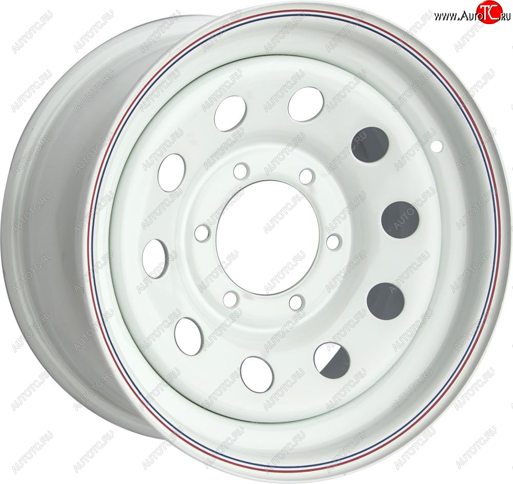 5 299 р. Штампованый диск OFF-ROAD Wheels (стальной усиленный, круг - белый). 8.0 x 16 Nissan Mistral (1993-1999) 6x139.7xDIA110.0xET30.0 