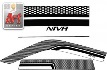 2 499 р. Дефлектора окон CA-Plastic  Chevrolet Niva  2123 (2002-2008), Лада 2123 (Нива Шевроле) (2002-2008) (Серия Art черная, Без хром.молдинга)  с доставкой в г. Калуга. Увеличить фотографию 1