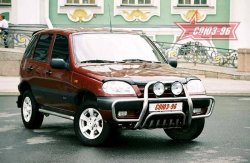 14 399 р. Решетка передняя с защитой бампера Souz-96 (d60)  Chevrolet Niva  2123 (2002-2008), Лада 2123 (Нива Шевроле) (2002-2008)  с доставкой в г. Калуга. Увеличить фотографию 1