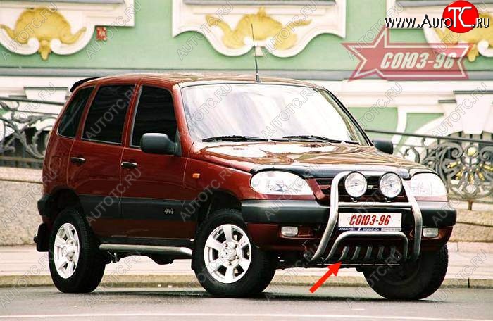 10 124 р. Защита переднего бампера Souz-96 (d60) Chevrolet Niva 2123 дорестайлинг (2002-2008)  с доставкой в г. Калуга
