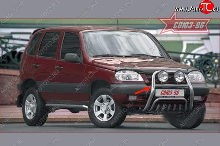 8 459 р. Защита переднего бампера Souz-96 (d60)  Chevrolet Niva  2123 (2002-2008), Лада 2123 (Нива Шевроле) (2002-2008)  с доставкой в г. Калуга