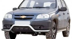 Фигурная защита переднего бампера диаметром 63.5 мм Металл Дизайн Chevrolet (Шевролет) Niva (Нива)  2123 (2009-2020), Лада (ваз) 2123 (Нива Шевроле) (niva) (2009-2021)