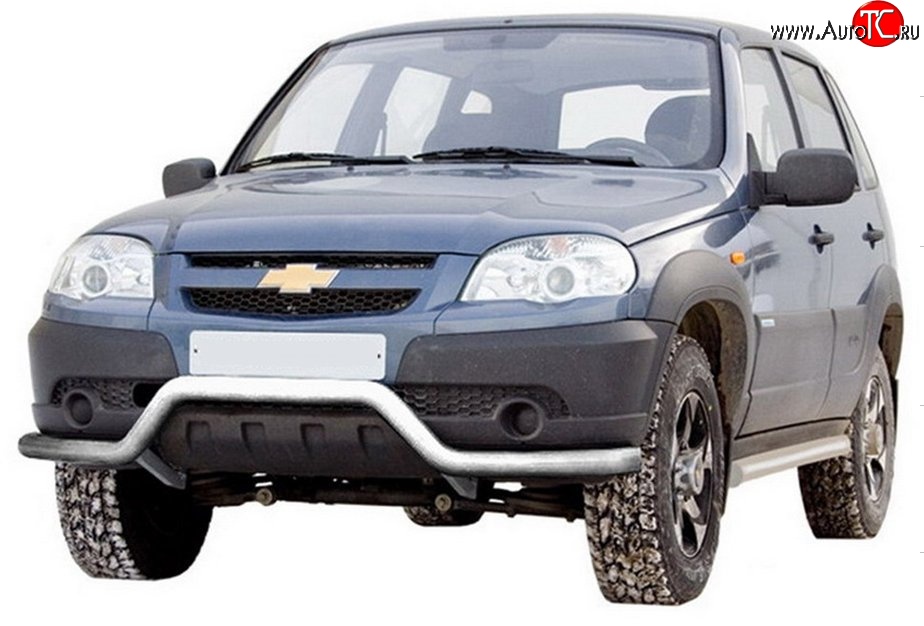 3 899 р. Фигурная защита переднего бампера диаметром 63.5 мм Металл Дизайн  Chevrolet Niva  2123 (2009-2020), Лада 2123 (Нива Шевроле) (2009-2021) (Сталь с покрытием, цвет серебристый)  с доставкой в г. Калуга