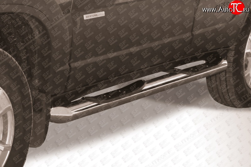 13 949 р. Защита порогов из трубы d76 мм с пластиковыми вставками для ног (рестайлинг) (рестайлинг) Slitkoff  Chevrolet Niva  2123 (2009-2020), Лада 2123 (Нива Шевроле) (2009-2021) (Цвет: нержавеющая полированная сталь)  с доставкой в г. Калуга