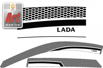 2 259 р. Дефлектора окон CA-Plastic  Лада Гранта  2190 седан (2011-2017) (Серия Art черная, Без хром.молдинга)  с доставкой в г. Калуга. Увеличить фотографию 1