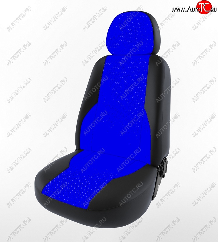 5 749 р. Чехлы для сидений (Люкс) Lord Autofashion Вегас (экокожа, раздельная спинка)  Лада Гранта ( 2190 седан,  2191 лифтбэк) (2011-2017) (Черный, вставка синяя)  с доставкой в г. Калуга