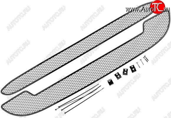 2 589 р. Сетка в воздухозаборник бампера Cross Arbori (10 мм) Лада Калина 2194 универсал (2014-2018) (Хром)  с доставкой в г. Калуга