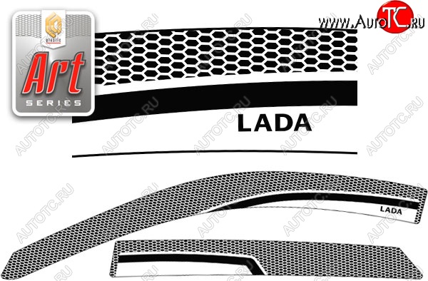 2 259 р. Дефлектора окон CA-Plastic  Лада Гранта  FL 2194 универсал (2018-2024) (Серия Art черная)  с доставкой в г. Калуга