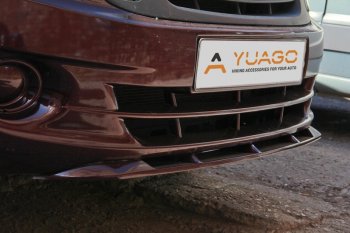 Нижний спойлер переднего бампера (в цвет автомобиля) Yuago Лада Гранта 2191 лифтбэк дорестайлинг  (2013-2017)  (Окрашенный)